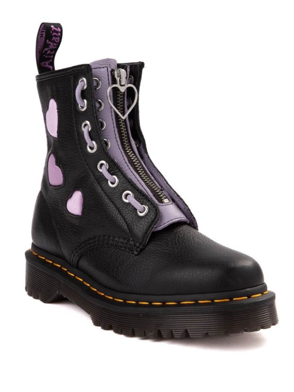 Dr Martens 1460 8-Eye Zip Heart Boots Black/Lavendar size 9
